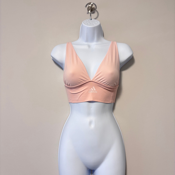 Adidas Women's Small Light Pink Longline Plunge Light Support Sports Bra NWT - Picture 5 of 9